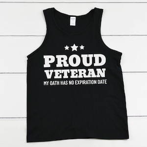 Proud Veteran Tank Top Men, Military Support Shirt, Army Vet Gift, Grandpa Veteran Tee, Gildan 5200, Black or White, Patriotic Muscle Tee
