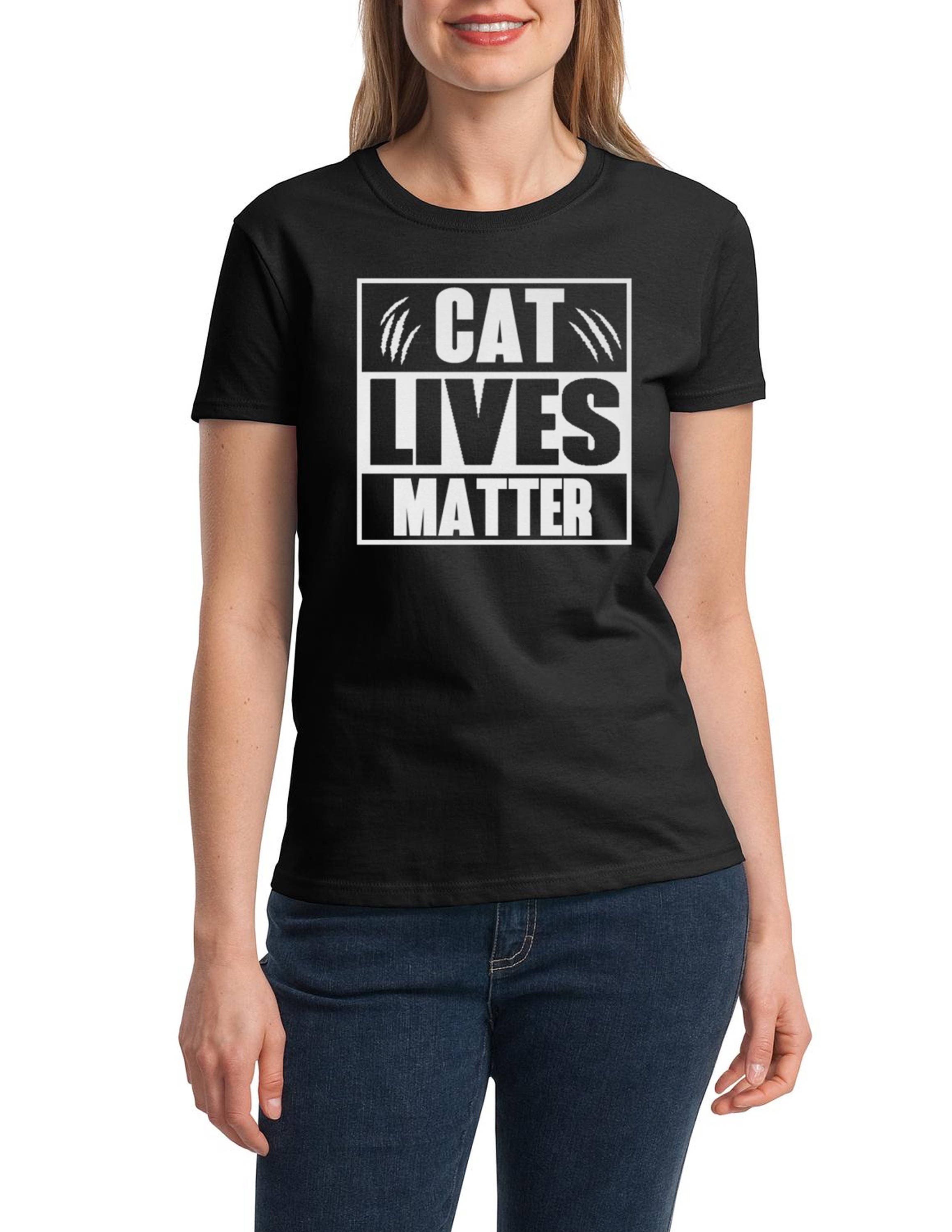 Ladies Cat Lives Matter 2 T Shirt Funny Tee Kitty Tshirt