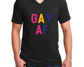 V-neck Men's - Gay AF Shirt - Marriage Equality T-Shirt - Love is Love - Coming Out T-Shirt - LGBT Tee - Gay Lesbian Bisexual Trans LGBT Bi