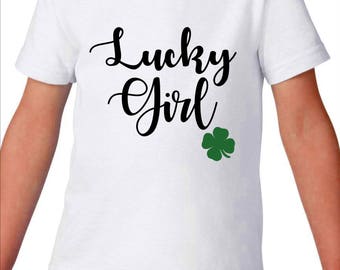 Toddler Lucky Girl St. Patrick’s Day Shirt - Cute Shamrock Tee - Irish Clover Shirt for Kids - Green Holiday Outfit