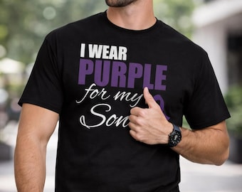I Wear Purple For My Son Shirt, Purple Ribbon Awareness Tee, Epilepsy Support Message, Pancreatic Cancer Advocate, Mental Health Ally Gift
