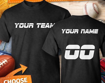 Custom Team Shirt, Personalized Jersey Tee, Name Number Shirt, Football Baseball Soccer Shirt, Custom Player Shirt, Sports Team Tee
