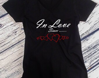 Ladies V-neck - In Love Since T-Shirt, Romantic Gift Idea, Valentine’s Day Tee, Anniversary, Funny Custom Shirt