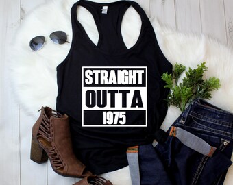 Womens Tank Top - Straight Outta 1975 Shirt, Funny 50th Birthday Gift for Women, Vintage 1975 Tee, Retro Birthday T-Shirt, Born in 1975