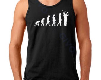 Men's Tank Top - Evolution Golf T Shirt - Funny Golfing Tee - Sport T-Shirt - Golfer Humor - Gift Ideas