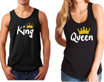 Tank Top - King & Queen, Couple Shirts, Funny Matching T-Shirts, Valentine's Day, LOVE, Anniversary Tees, Soul Mate SET Shirt