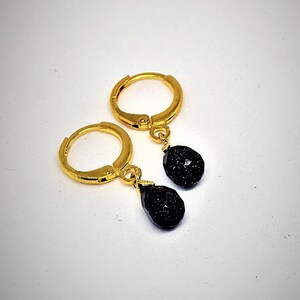 Dark Blue Sunstone Creolen, Geschenk für Teen Girl, Bester Freund Geschenke für Sie