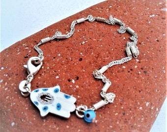 Cavigliera con mano di Hamsa in argento