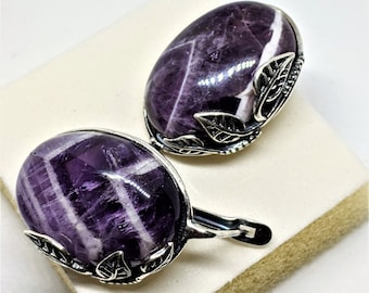 Chevron Amethyst Silber Filigrane Ohrringe für Frauen, Romantik Ohrringe, Einzigartiges Geschenk für Frauen, SteinMaß 28mm x 20mm