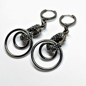 Cool Black CZ Dangling Long Earrings Gift