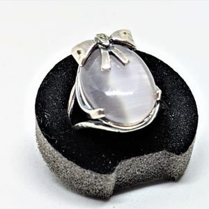 Funkelnder Stein Katzenauge Silber Cocktail Ring, Kristall Ring, Katzenaugen Ring, Chrysoberyll Ring, Geschenk Freundin, Weihnachtsgeschenk für Frau