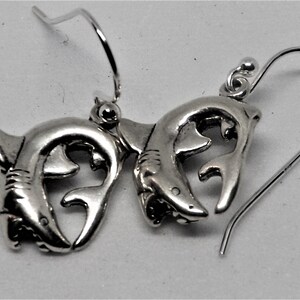Cool Shark Sterling Silver Dangle Earrings Gift for Men, Gift for Father