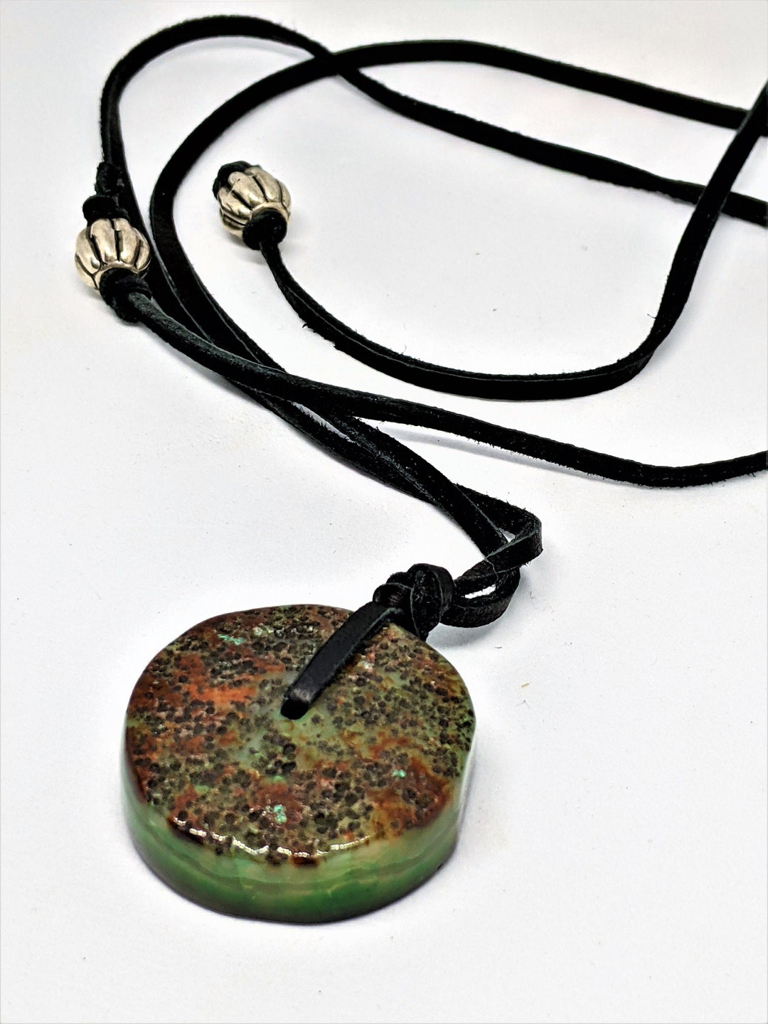 Groer Grner Achat Stein Halskette Anhnger Auf Leder - Etsy.de