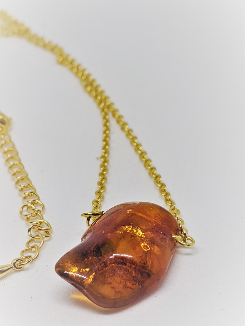 Natural Baltic amber necklace adult on 16K gold filled chain. Etsy