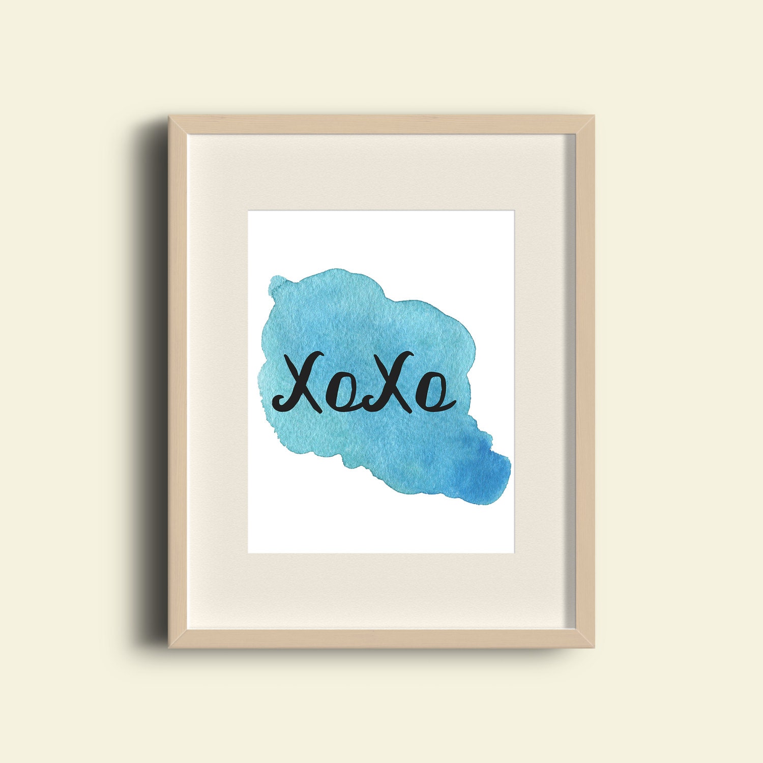 Xoxo Blue Watercolor Wall Art Quote Wall Art Wall Printable Quote Printable Art Etsy