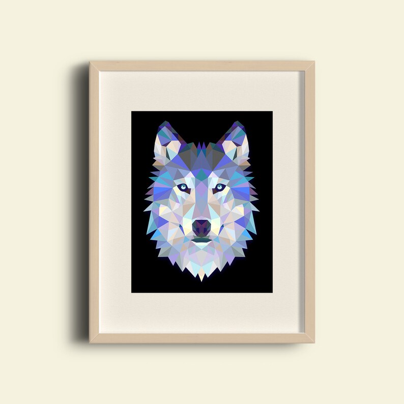 Wolf Printable Art Wolf Wall Art Geometric Wall Print Modern Art Wolf