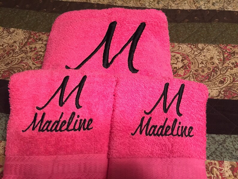 Monogrammed Bath Towel & 2 Hand Towels with Initial and Name Etsy