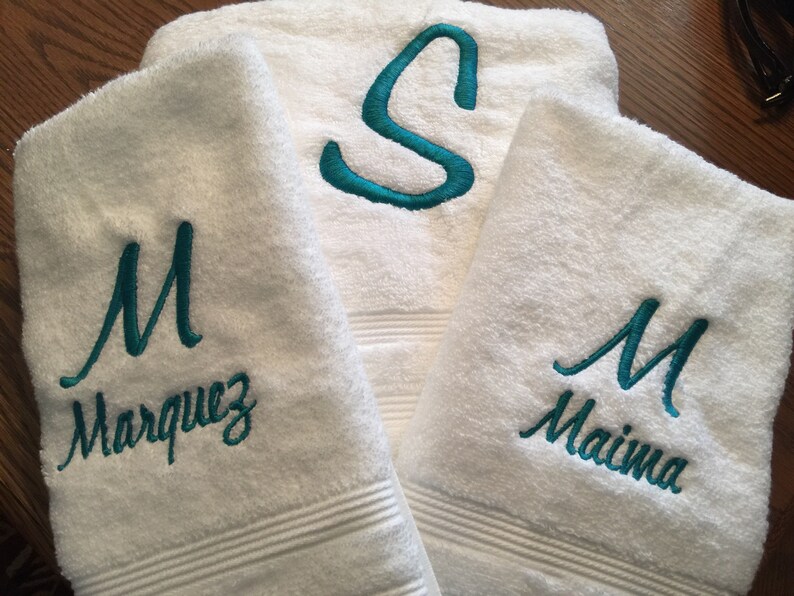 Monogrammed Bath Towel & 2 Hand Towels with Initial and Name Etsy