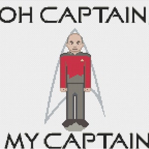 Oh Captain, My Captain (Picard) Digital Cross Stitch Pattern