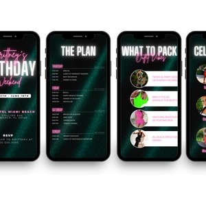 Birthday Weekend Invitation, Girls Trip, Digital Travel itinerary, template, Weekend Itinerary, Digital Schedule, 30th Birthday, Palm Tree