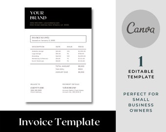 Invoice Template | Canva Template | Small Business Invoice | Digital Download Invoice | Invoicing for Business | Business Templates