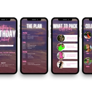 Birthday Weekend Invitation, Girls Trip, Digital Travel itinerary, itinerary template, Weekend Itinerary, Digital Schedule, 30th Birthday
