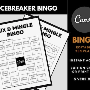Networking Bingo Editable Template - Office/Party/Event Game - Instant Download - Printable Games - Fun Icebreaker Activity - Work Party