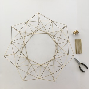 DIY Pattern Only (w/ video): Geometric Himmeli Wreath - Instructions - Minimal Brass Airplant Holder - Holiday Decor - Wedding Centerpiece