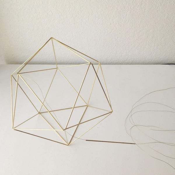 DIY Pattern Only (w/ video): Geometric Icosahedron Himmeli - Instructions - Tutorial - Minimalist Orb Brass Sphere  - Airplant Mobile