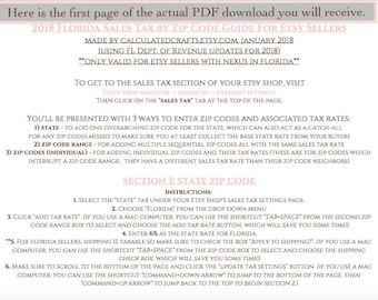 2018 Florida Sales Tax SETUP Guide For Etsy Sellers // Digital Download Giving Zip Codes & Sales Tax Rates // Etsy Shop Tax Spreadsheet