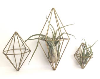 Geometric Hexagonal Bipyramid Himmeli - Holiday Ornament - Coffee Table Decor - Minimalist Brass Orb  - Airplant Mobile -Wedding Centerpiece