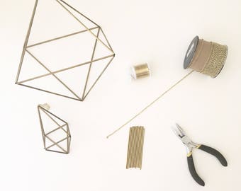 DIY Kit & Pattern: Geometric Octahedron Himmeli - Coffee Table Decor - Minimalist Orb - Brass Cube - Airplant Mobile - Wedding Centerpiece