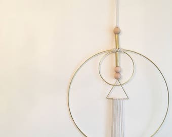 Circles & Triangles Geometric Wall Hanging // Dreamcatcher // Bedroom Wall Art // Office Decor // Boho // Minimalist // Weaving