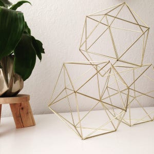Geometric Icosahedron Himmeli - Coffee Table Decor - Modern Minimalist Orb - Brass Sphere - Wedding Centerpiece - Airplant Hanging Mobile