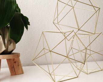 Geometric Icosahedron Himmeli - Coffee Table Decor - Modern Minimalist Orb - Brass Sphere - Wedding Centerpiece - Airplant Hanging Mobile