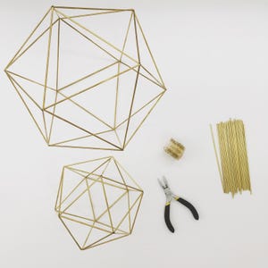 DIY Pattern Only w/ video: Geometric Icosahedron Himmeli Instructions Tutorial Minimalist Orb Brass Sphere Airplant Mobile image 2