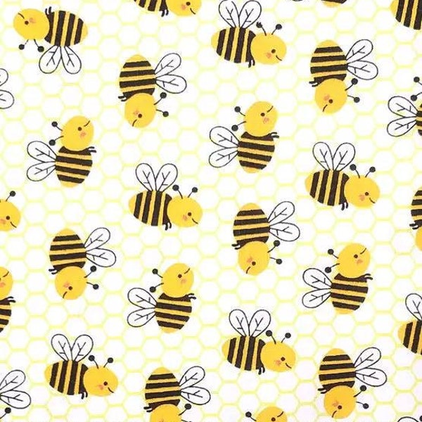 Half Yard Novelty Happy Bees 100% Cotton Fabric