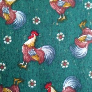 Tissu sur le thème du coq vert du comté de Lancaster Half Yard