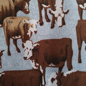Half Yard Cattle Drive Denim Blue Farm / Cow Themed Fabric
