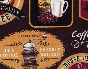 Half Yard Novelty Morning Coffee 100% Cotton Fabric