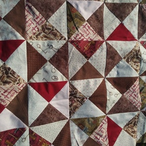 Handgemachte 44 x 58 Zoll Wein Themen Hourglass Burgund und Braune werfen Größe unvollendete Quilt Top