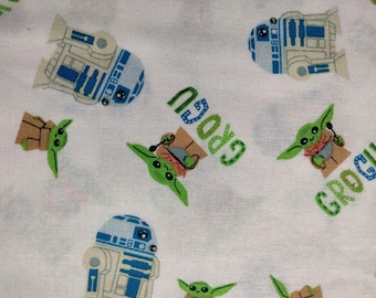 Half Yard Star Wars Mandalorian Grogu R2D2 Toss Cotton Fabric