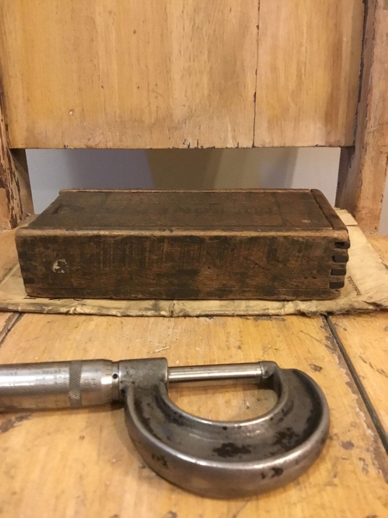 Vintage L.S. Starrett Micrometer Tool/Original Wooden Box Etsy
