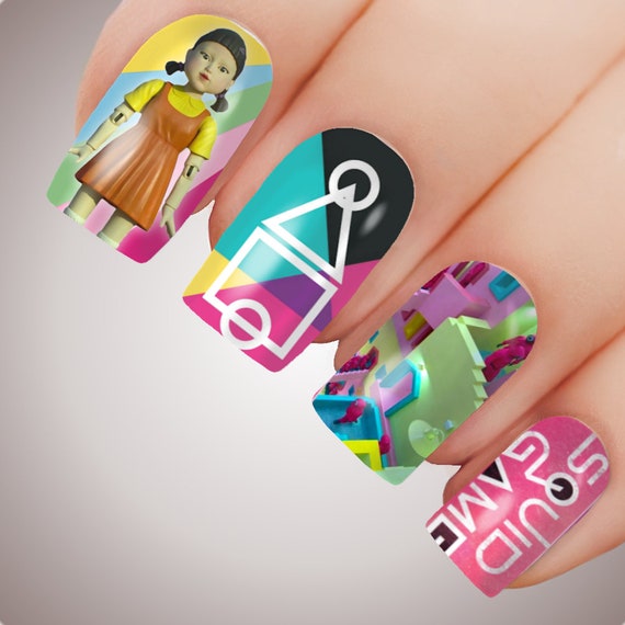 SQUID GAME RAINBOW Halloween Full Cover Nail Decal Art Water - Etsy UK SQUID GAME RAINBOW Halloween Full Cover Nail Decal Art Water - Etsy UK