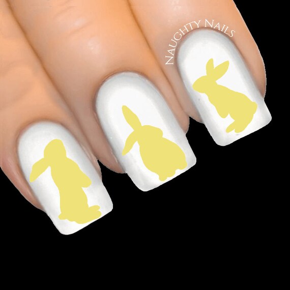 Sweet Yellow Bunny Silhouette Easter Nail Water Transfer Decal Image 0