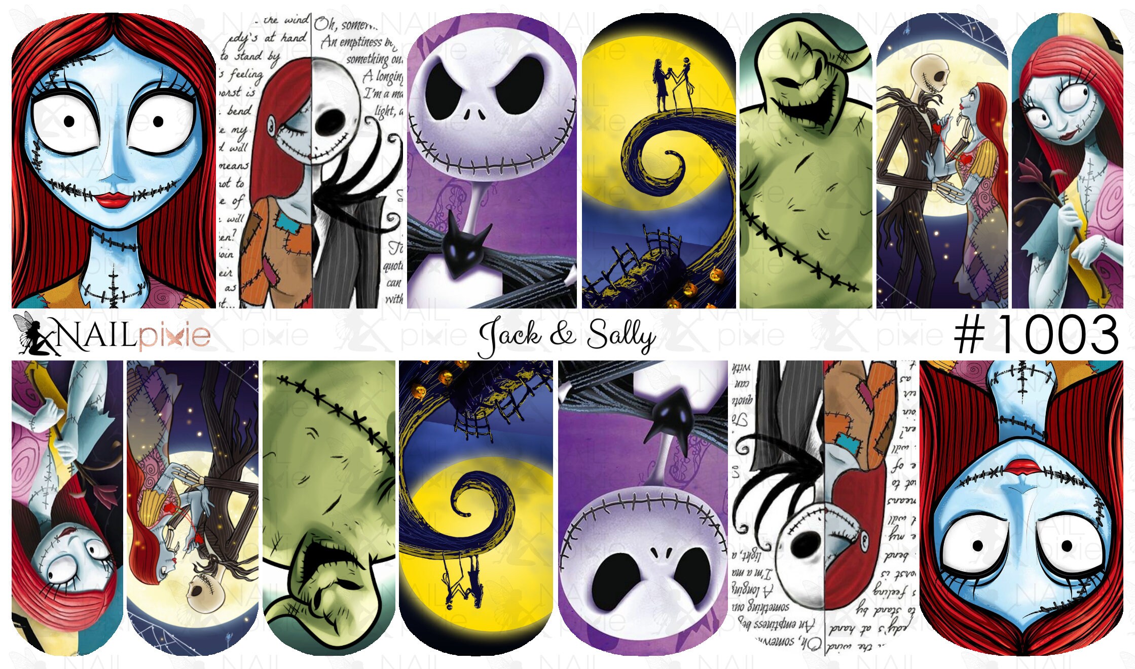 JACK SALLY SKELLINGTON Nightmare before Christmas Full Nail Etsy