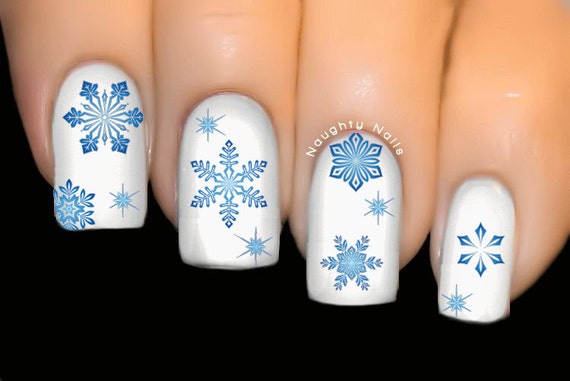 Blaue Schneeflocke Christmas Nagel Wasser Transfer Aufkleber Etsy