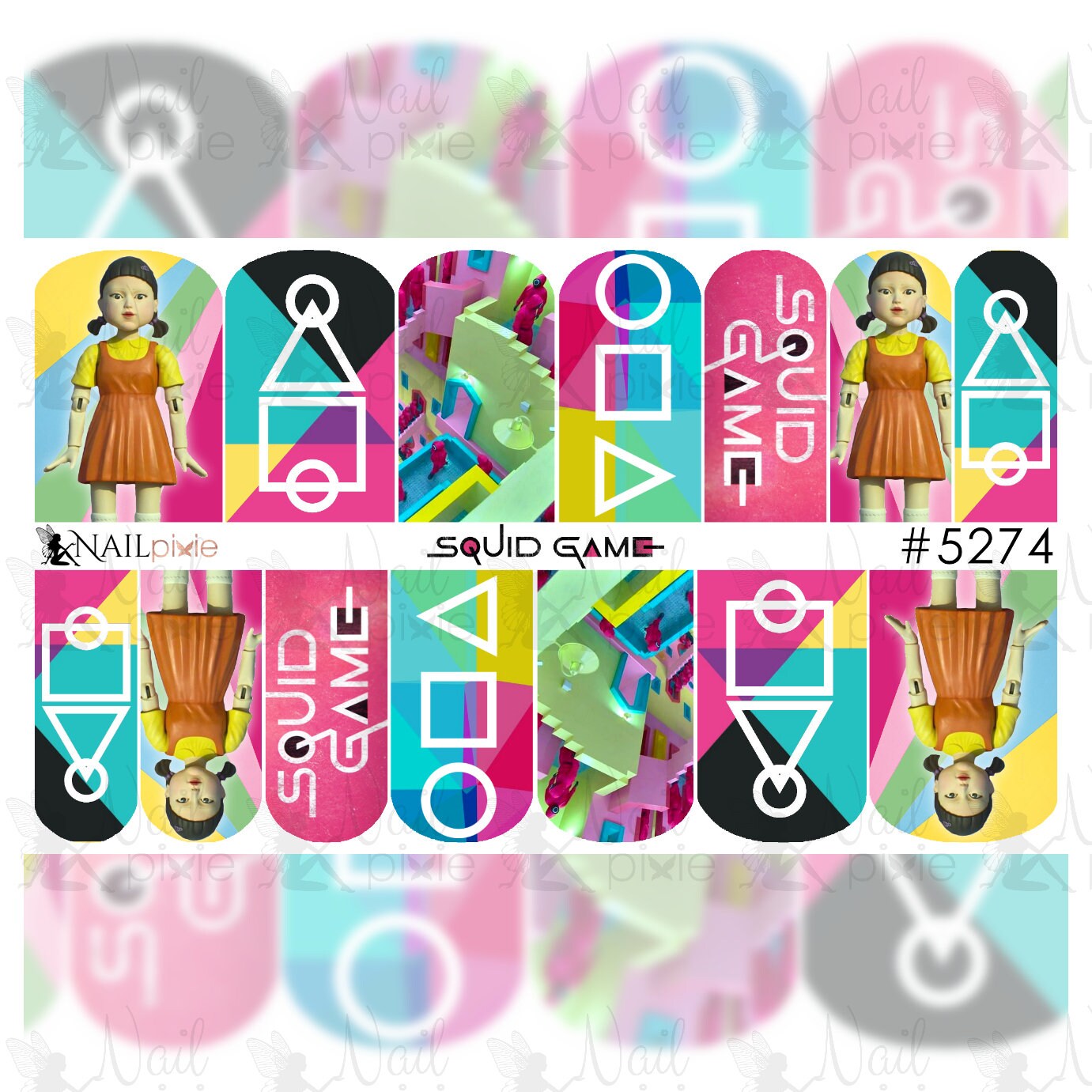 SQUID GAME RAINBOW Halloween Full Cover Nail Decal Art Water - Etsy