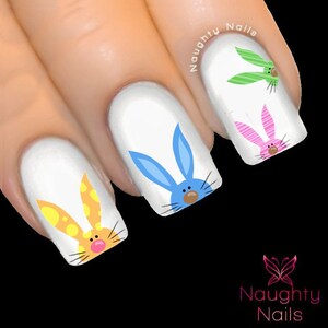 CHEEKY BUNNY Easter Nail Water Transfer Decal Sticker Art Tattoo