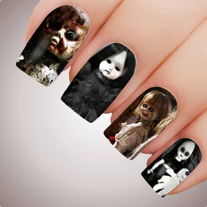 HAUNTED DOLL - Scary Halloween Horror Dolls Full Nail Decal Water Transfer Tattoo #5207